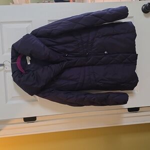 Larry Levine Purple Down Zipper Jacket 100% Polyester Size Small Warm for Winter